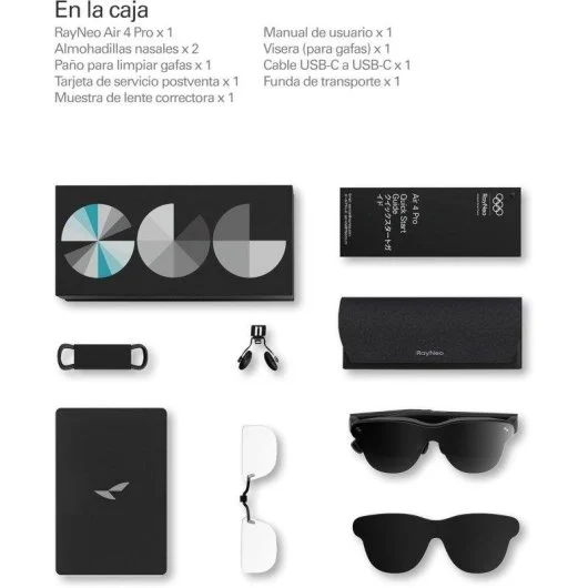 Gafas AR RayNeo Air 4 Pro HDR10 201 pulgadas 1200 nits Opticare Bang Olufsen